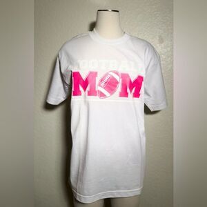 FOOTBALL MOM T SHIRT white pink 100% cotton